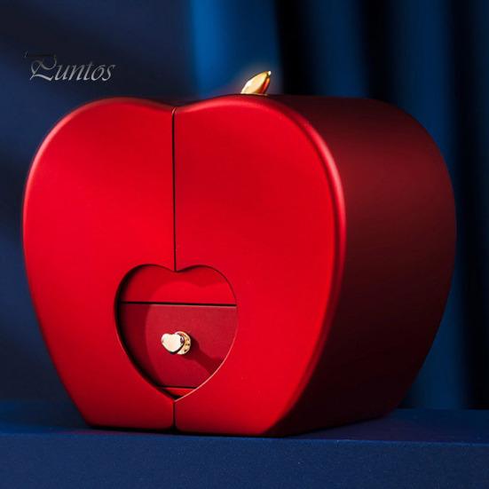 Коробка для хранения ювелирных изделий Элегантный футляр для ожерелья и колец в форме яблока с долговечным мыльным цветком для фестиваля Рождества