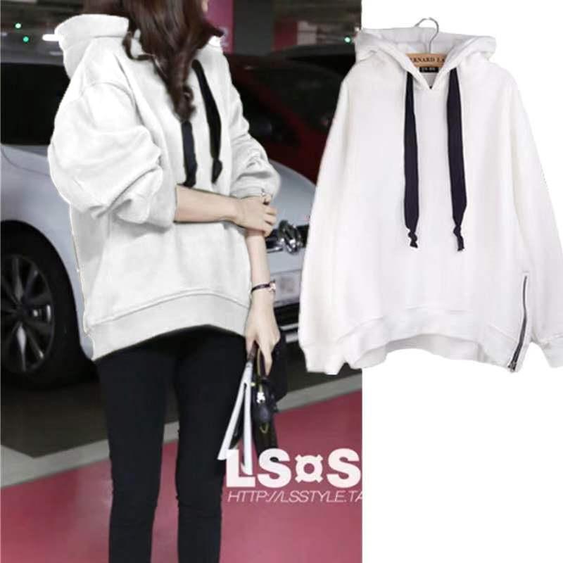 Женский флисовый худи с капюшоном и длинным рукавом свободного кроя в корейском стиле на осень/зиму 2023