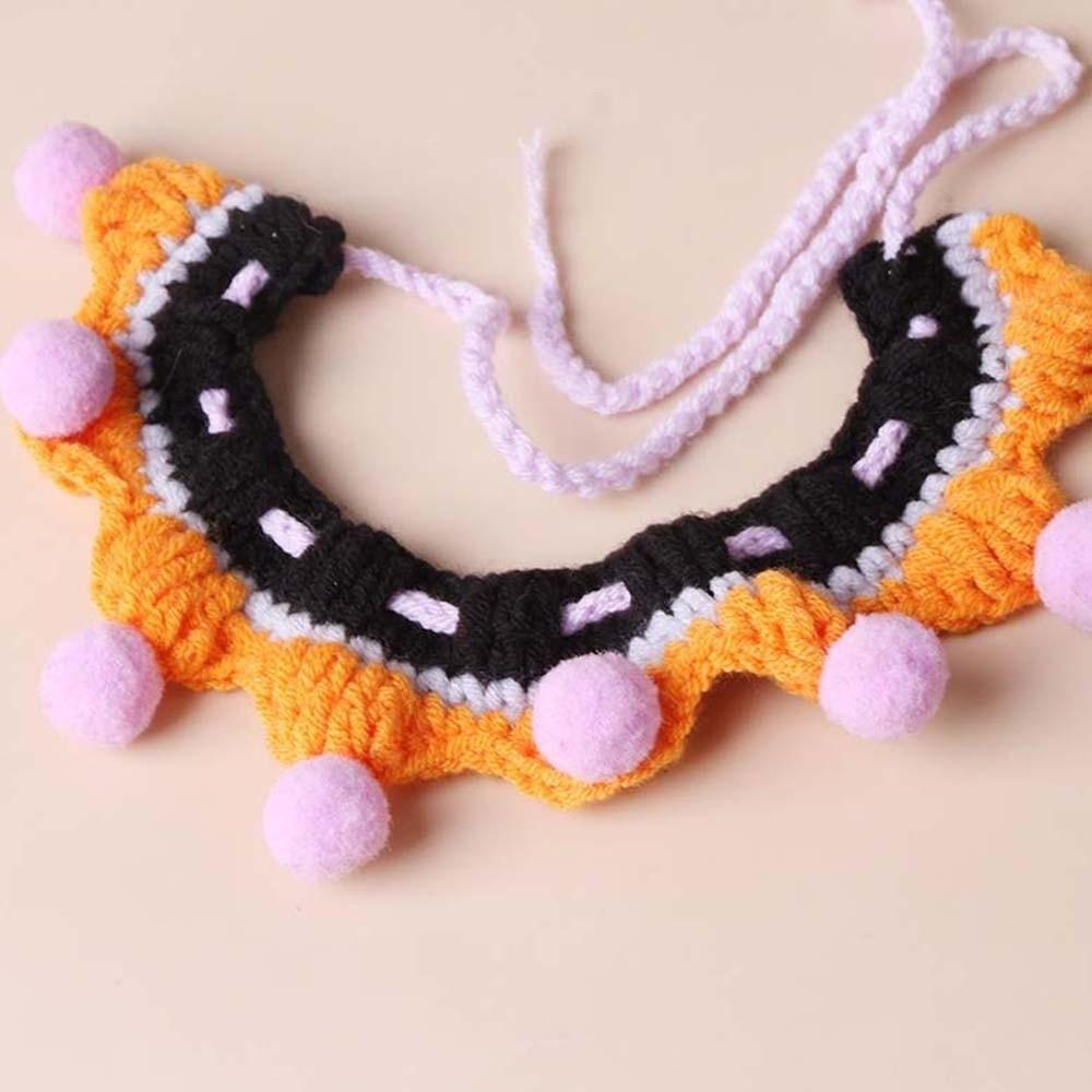 Одежда Хэллоуин Головной убор кошки Тыква Кошка Вязаная шапка Нагрудник Хэллоуин Костюмы для питомцев Фестивальная вечеринка