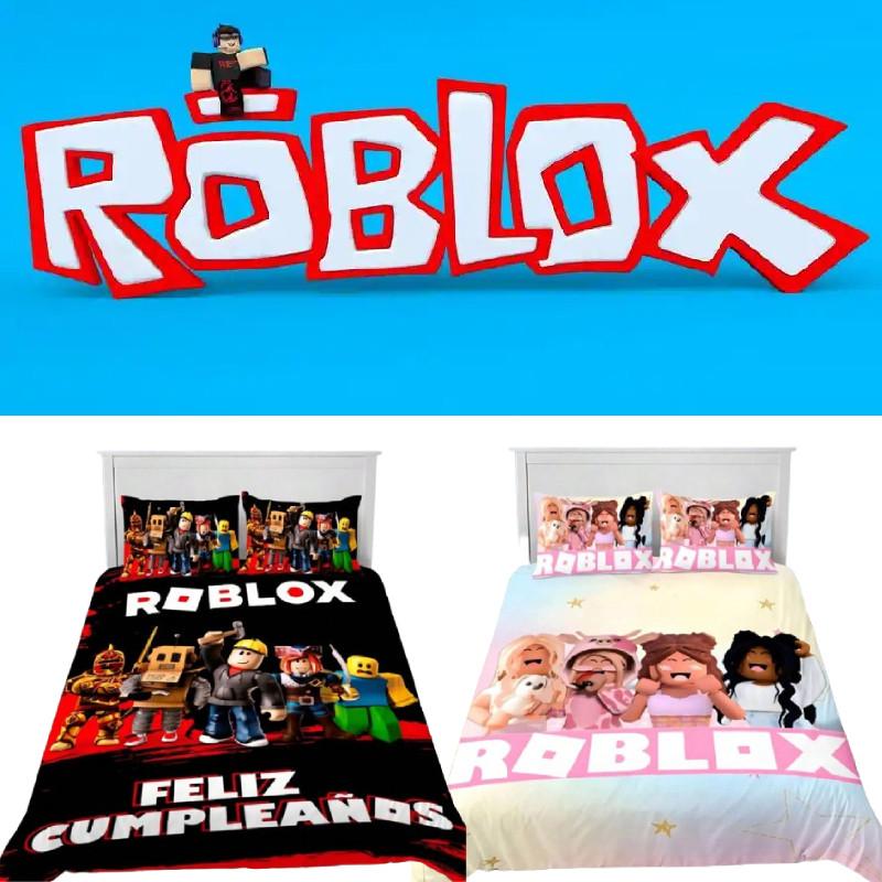 Комплект постельного белья с 3D-принтом Roblox, выполненный с использованием активного крашения и стеганой ткани для современного домашнего декора