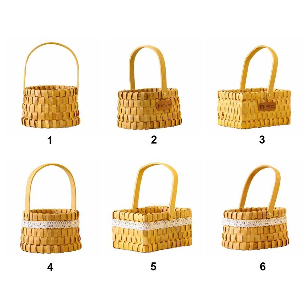 Brown Handheld Woven Flower Basket with Handle Decorative Baskets Gift Storage Basket