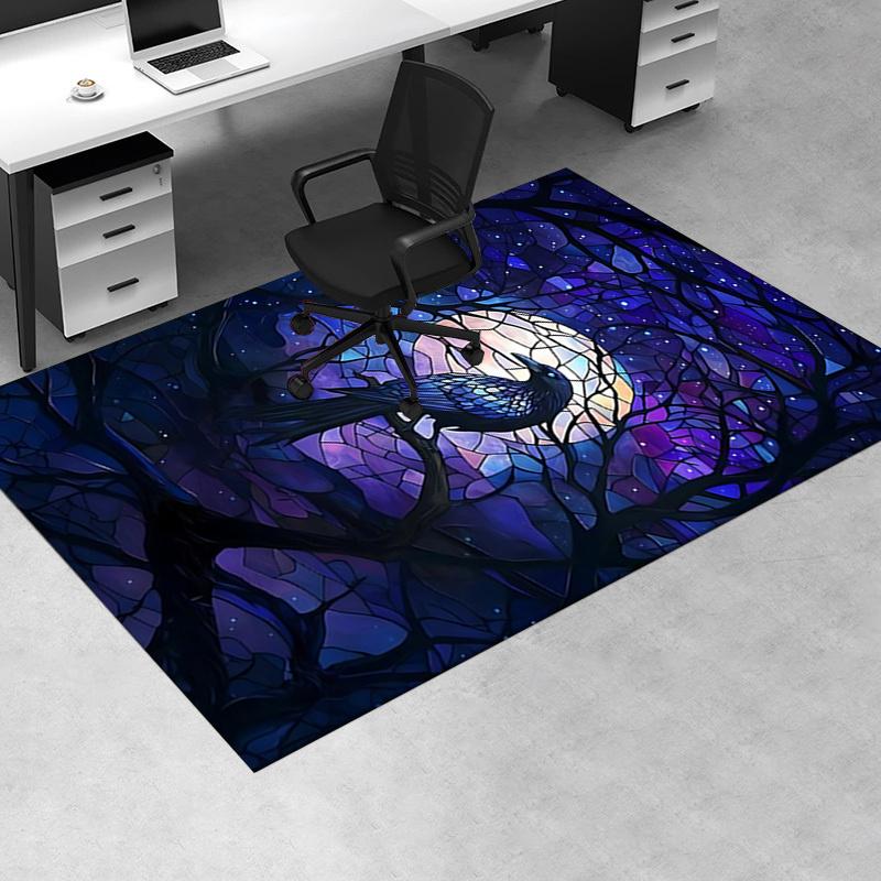 Night raven theme Office Carpet Chair Mat: Office Rug for Desk, Large Floor Mat for Home Decor, Sofa Carpet Gift, Suitable for Bedroom, Livi