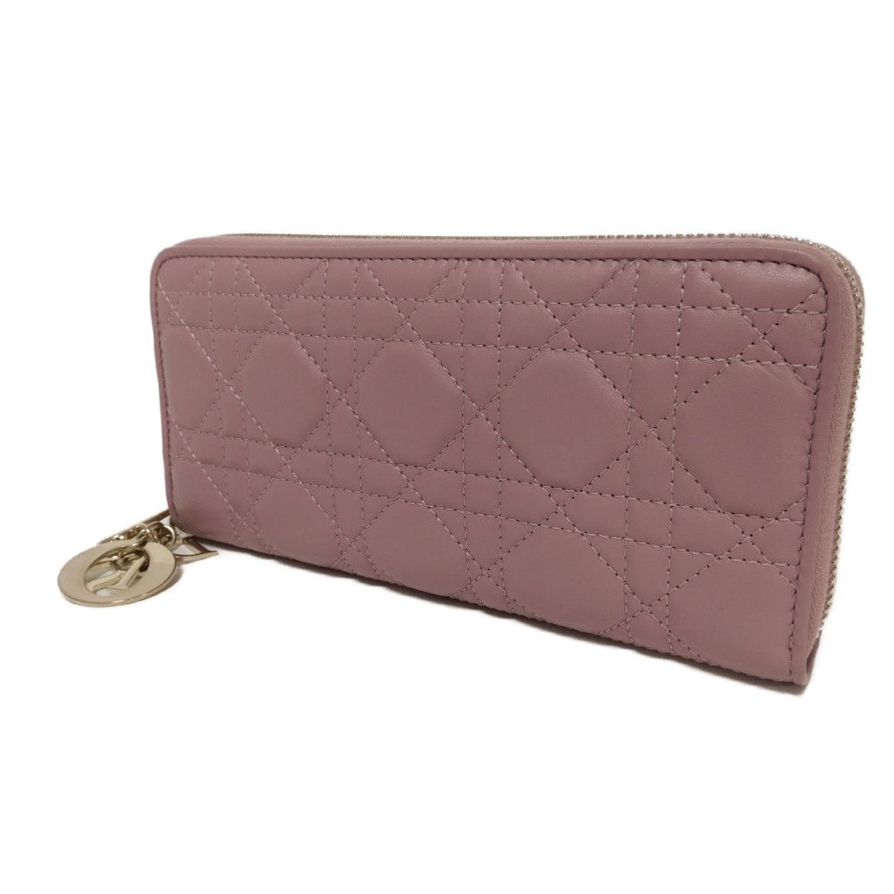 Used 10656 Lady Dior Voyageur Wallet S0007ONMJ_M64P 7940 Current Logo Zip Around Cannage Lavender from Japan AUTHENTIC