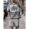 Summer Fashion Casual Men's Suit 3D Printed Sportswear Short-sleeved Suit Oversized Round Neck T-shirt Shorts 2-piece