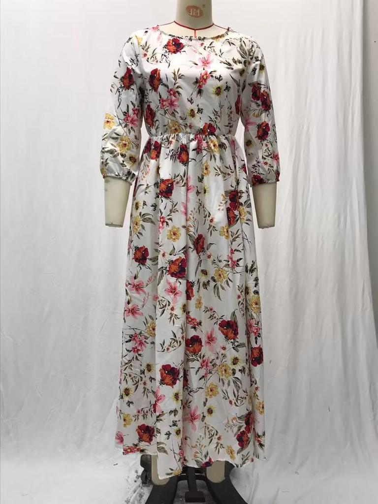 2025 Юго-Восточная Азия Женское облегающее платье-халат с принтом – Весенняя мода Длинная юбка