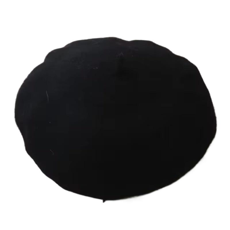 Beret Women's Fashion Retro Casual Wool Beret Artist Hat Wool Versatile Knitted Round Top Bud Hat Warm Hat