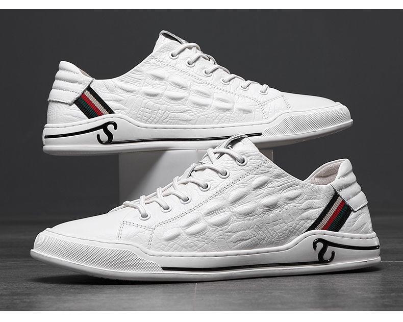 Мужские кроссовки из коровьей кожи 2025: Новая мягкая кожа, модные универсальные белые туфли для осенне-зимней повседневной носки