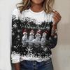2025 Autumn & Winter Women's New Casual Crew Neck Long Sleeve Top 3D Christmas Pattern Ideal Halloween Christmas Gift