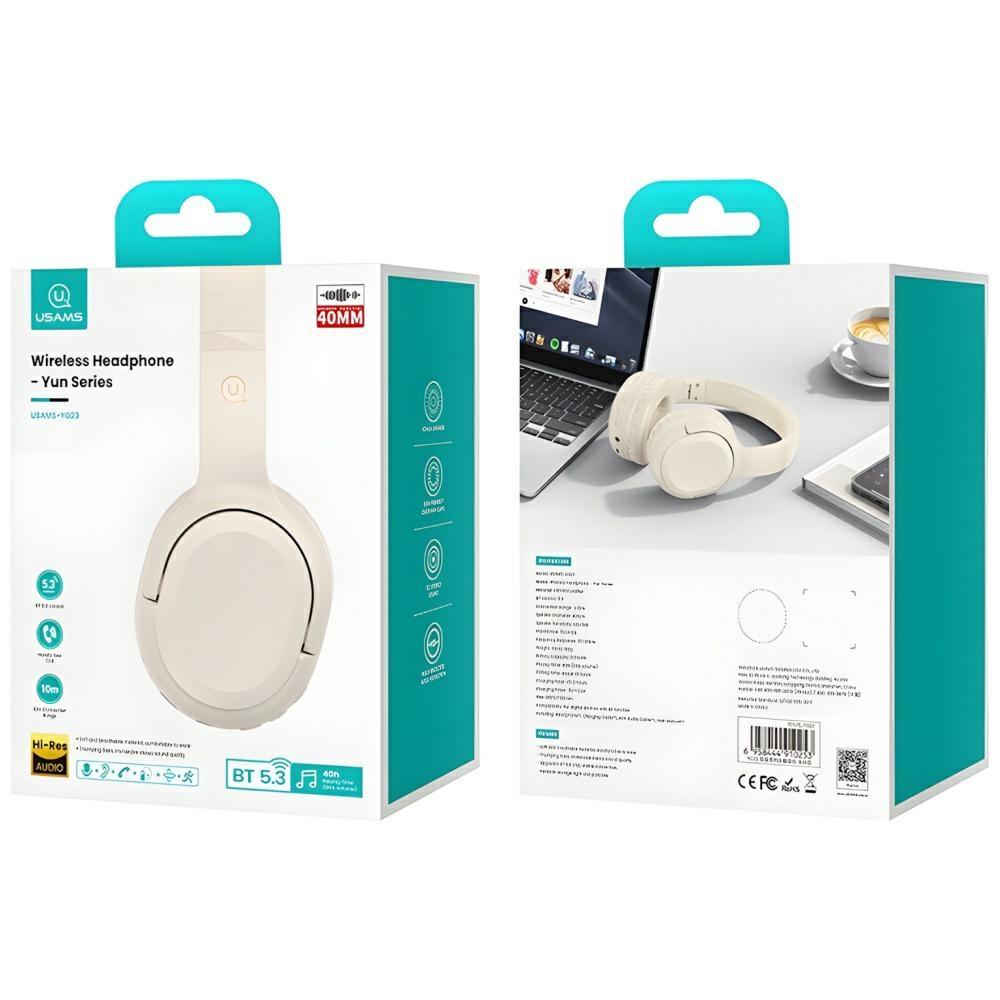 Usams Słuchawki Bluetooth 5.3 Nauszneyun Series Beżowy/Beige Tdlyejyx02 (Usams-Yg23)
