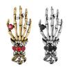 Unisex Rhinestone Skull Hand Brooch Pin Denim Jacket Collar Badge Halloween Gift