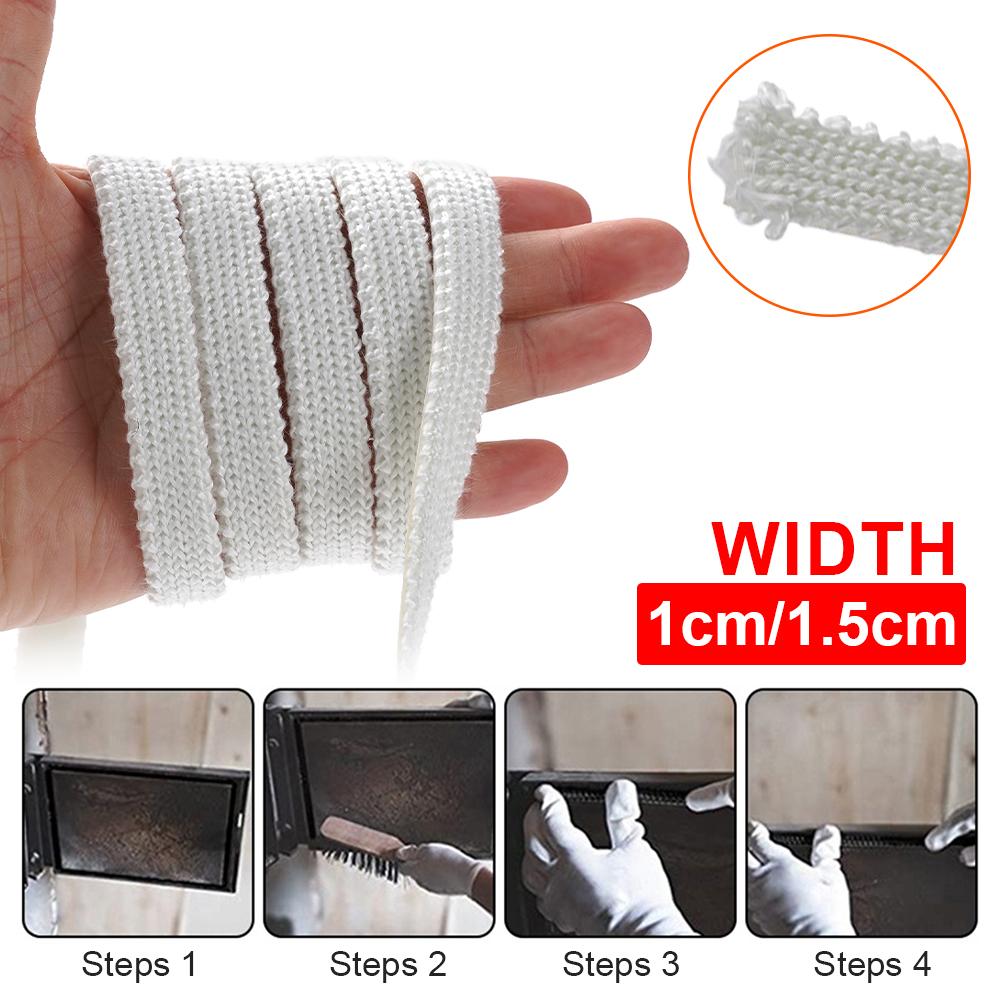 10/15 мм Каминная белая уплотнительная веревка Дверь дровяной печи Самоклеящийся уплотнительный шнур из стекловолокна Замена Черная уплотнительная лента