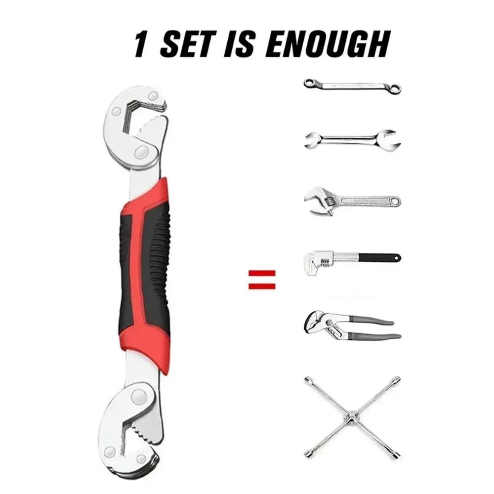 1 Small Universal Wrench Multifunctional Fast Automatic Movable Plate Hand Suitable for The Range of 6-22mm