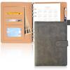 System Planner A5 PU Tochigi Leather Used Standard Type Simple Planner Horizontal Lines Business Black Notebook Schedule Book Card Storage Memo Pad