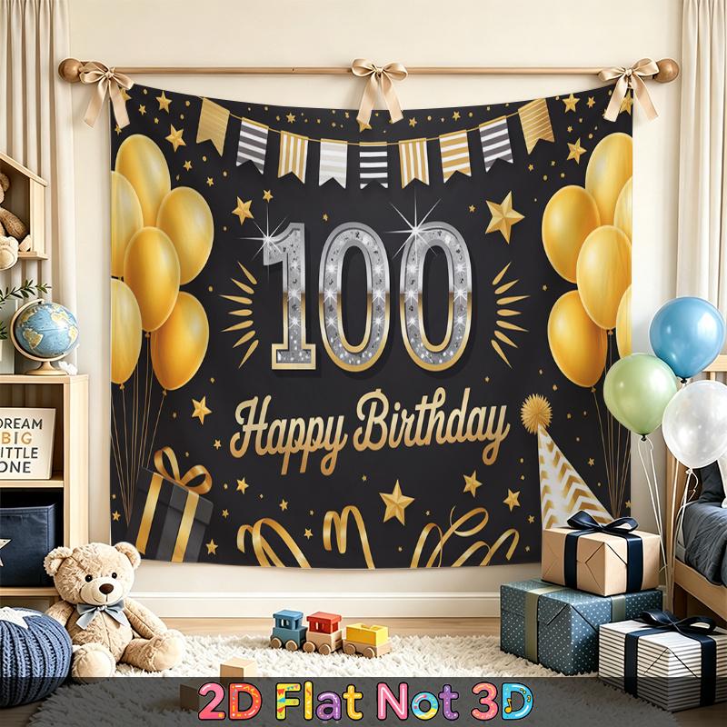 Gold Balloon Birthday Background 1pc - Wall Hanging Decor