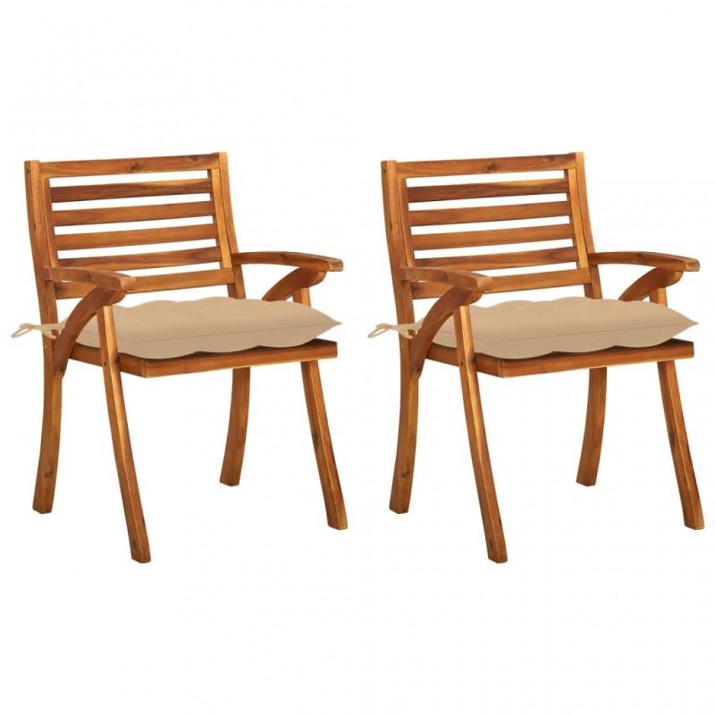 Day and Night - Day and Night Garden Dining Chairs with Cushions 2 Pcs Solid Acacia Wood