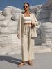 Spring & Autumn Trendy Women's Two-Piece Cardigan Set - Long Sleeve Solid Apricot