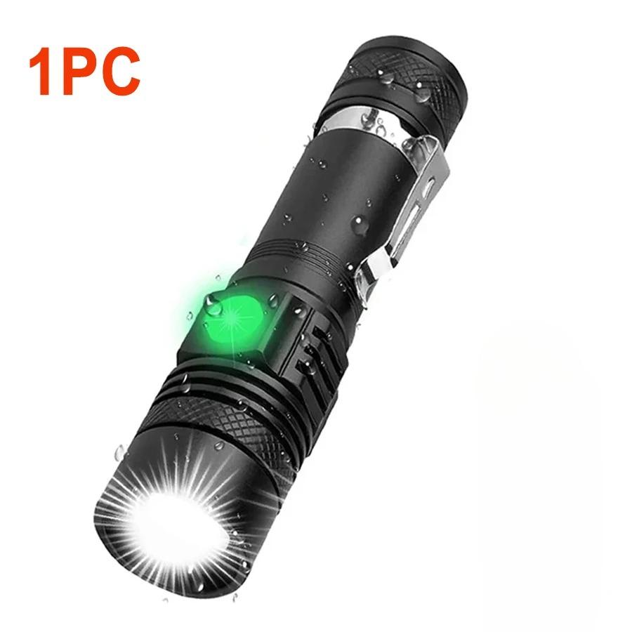 Сверхяркий фонарик T6 с USB-зарядкой, тактический, с зумом, портативный, с клипсой-ручкой, рабочая лампа, для кемпинга, рыбалки, на открытом воздухе