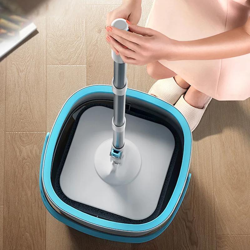 360 Degree Rotating Mop and Bucket Set Hands-Free Squeeze Floor Mop Absorbing Flat Spin Cleaning Mops Household Cleaning Tools