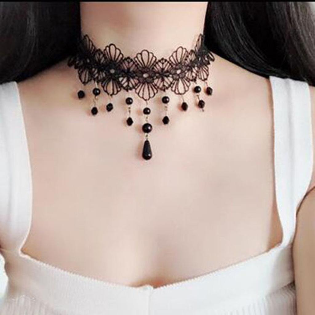 Neck Strap, Court Gothic  Spicy Girl Necklace, Lace Necklace, Collarbone Chain Collar