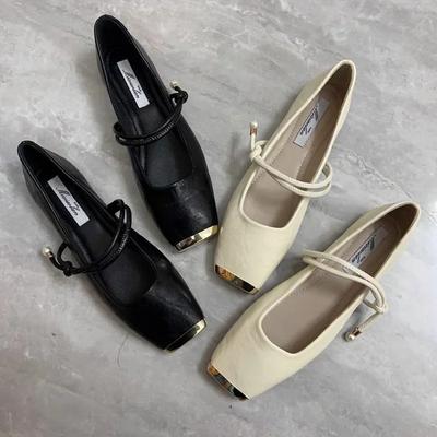 Мода Женские Балетки Туфли Квадратный Носок Элегантные Лоферы Обувь Женские Сандалии Лето 2025 Мода Балетки Обувь для Ходьбы Сандалии Женские