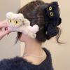 Plush Cat Hair Claw Clip Large 3D Fuzzy Cat Hairpin Cartoon Animal Shark Clip Women Hair Styling Accessory