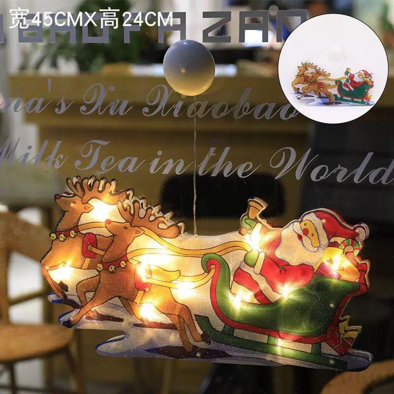 MAITA светодиодные фонари на присоске Санта-Клаус Снеговик оконные подвесные светильники праздничные украшения для рождественской елки огни