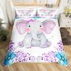 Elephant Duvet Cover Set For Girl Lovely Cartoon Animals Elephant With Butterfly And Bird Bedding Set Comforter Cover Queen Size