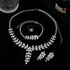 Premium Princess Full Diamond Leaf Necklace Earrings Set Court Zircon Set Chain Dress Accessories