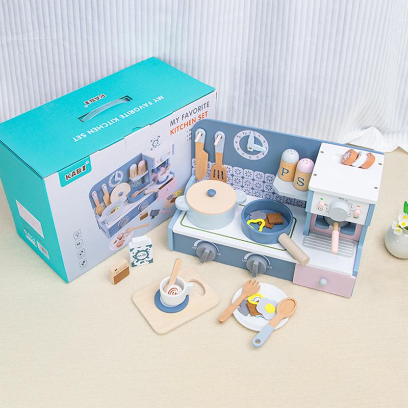 Wooden children's early education play house multi-functional stove kitchen game role-playing parent-child interactive educational toy