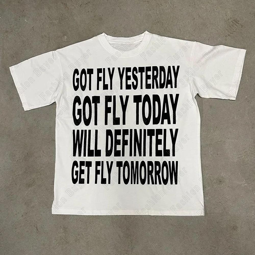 Summer Funny Letter Print TShirt Unisex Crew Neck Shortsleeved Retro Street YK Hip Hop Harajuku Casual Fashion Tops Clothing