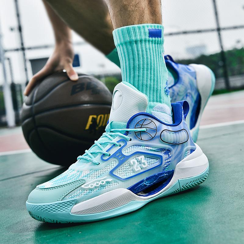 Новые светящиеся в темноте дышащие сетчатые баскетбольные кроссовки мужские настоящие боевые студенческие спортивные кроссовки с резиновой подошвой