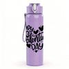1PC Happy Valentine Day Heart Quote Print 750ml Color Plastic Sports Water Bottle Leakproof Flip Straw Lid Suitable for Sports Office Home Use