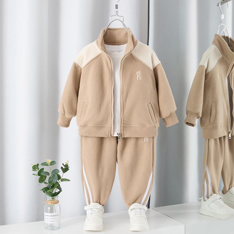 Зимний спортивный комплект из двух предметов для мальчиков с флисовой подкладкой, 2025