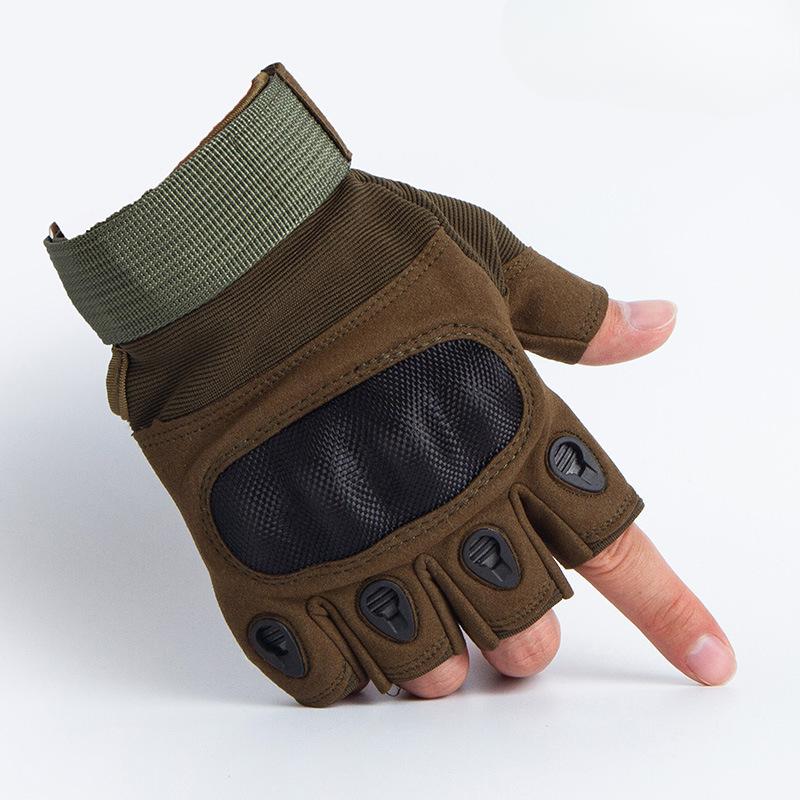 Тактические перчатки из углеродного волокна с обрезанными пальцами, военные, для боевых действий, спецназа, износостойкие, для езды на мотоцикле, спортивные защитные перчатки.