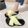 Fashion Korean Style Cross Stap Thick Botom Slippers Ladies Fashion Summer Chunky Platform Sandals Woman Outdoor Non Slip Slides Mujer