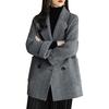 Женское зимнее шерстяное пальто в деловом стиле с отложным воротником, двубортное пальто средней длины, куртка для поездок на работу, однотонная плотная верхняя одежда