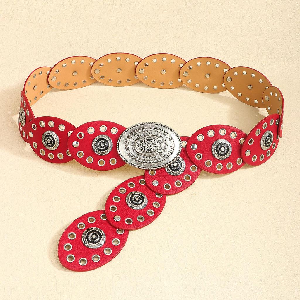 Женский ретро-платье с овальным поясом-люверсами в стиле пустоши