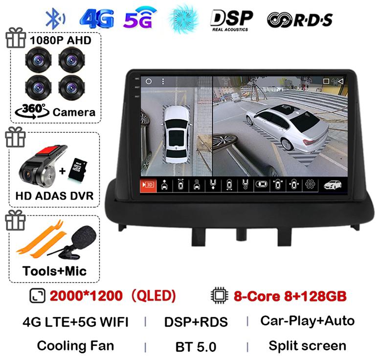 Android 14 Carplay Auto Для Renault Megane 3 Fluence Samsung SM3 2008 2009 2010 2011-2014 Автомагнитола GPS Мультимедийный плеер Стерео