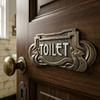 Cast iron toilet sign wc aged retro sign