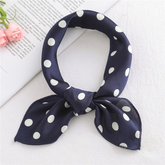 New Silk Scarf Square Women Fashion Dot Plaid Print Neckerchief Ladies Work Scarves Small Winter Foulard Bandana Hair Tie Band