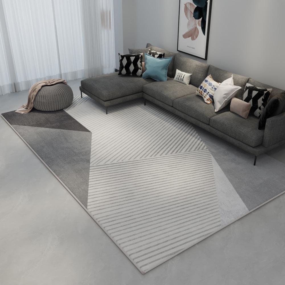 Нескользящий серый ковер Nordic: Универсальный легкий роскошный ковер для гостиной, спальни или использования у кровати.