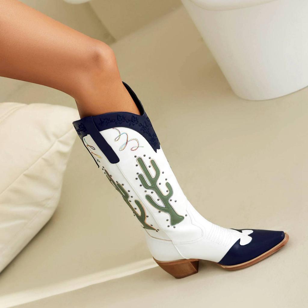 Krazing Pot ПУ осенне-зимние туфли на толстом высоком каблуке сапоги для верховой езды европейский дизайн вышивка шитье сохраняют тепло высокие сапоги до бедра