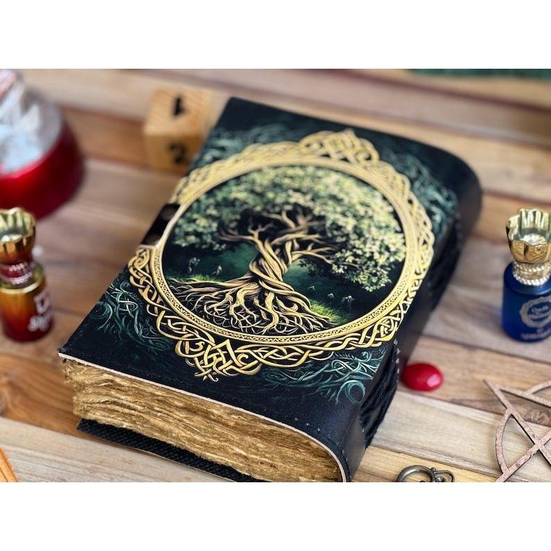 Журнал из кожи Древо жизни - Блокноты из натуральной кожи для женщин - Красивый журнал Для зарисовок Книга для путешествий Пустая книга для заклинаний