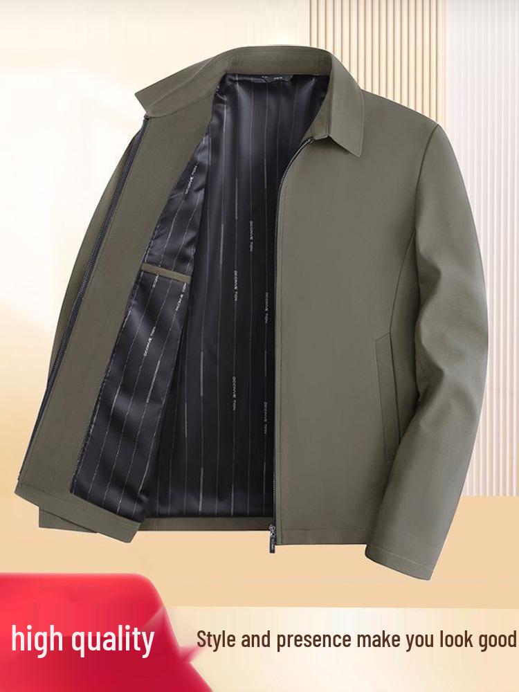 Men's Lapel Jacket for Middle-aged and Elderly Dads, Thin Spring/Autumn Administrative Style