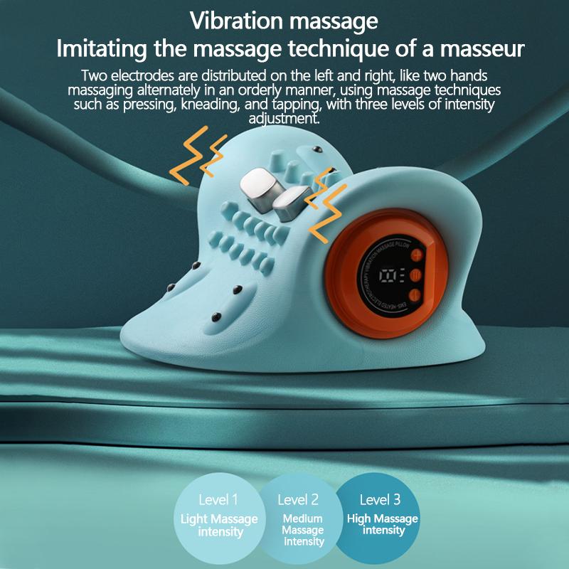 Electric Shiatsu Massage Pillow EMS Neck Massager with Heat Vibration for Pain Relief Deep Tissue