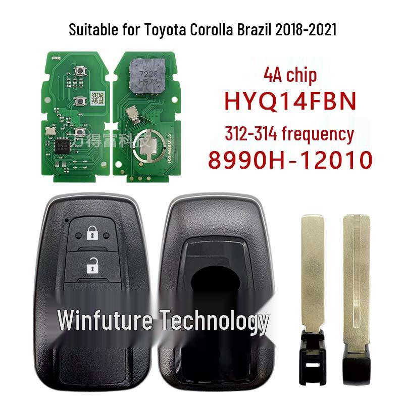 Совместим с бразильским брелоком Toyota Corolla, частота 312-314 МГц, чип 4A, модель HYQ14FBN.