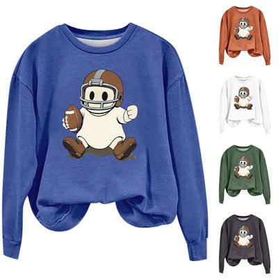 Женская модная толстовка с длинным рукавом, принтом на Хэллоуин и круглым вырезом