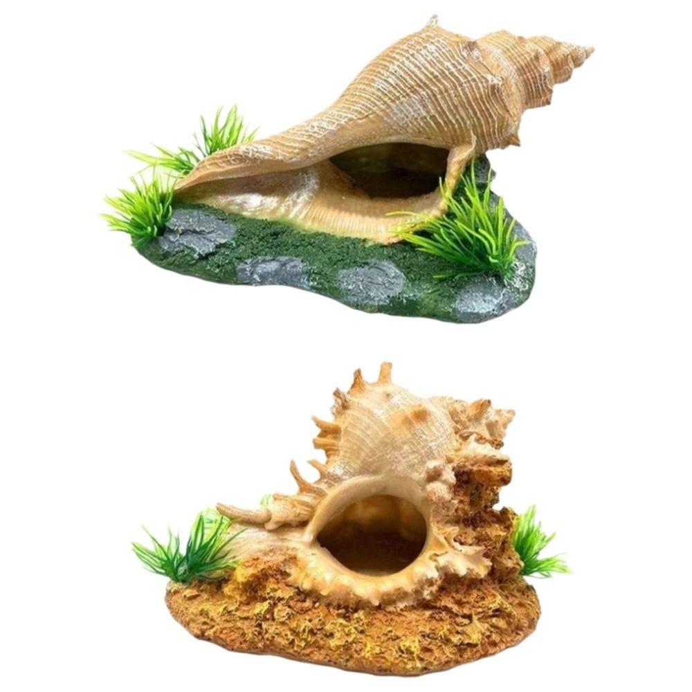 Conch Shape Fish Hideaway Cave Resin Fish Tank Ornaments Shrimp Hiding House  Small Fish Tank