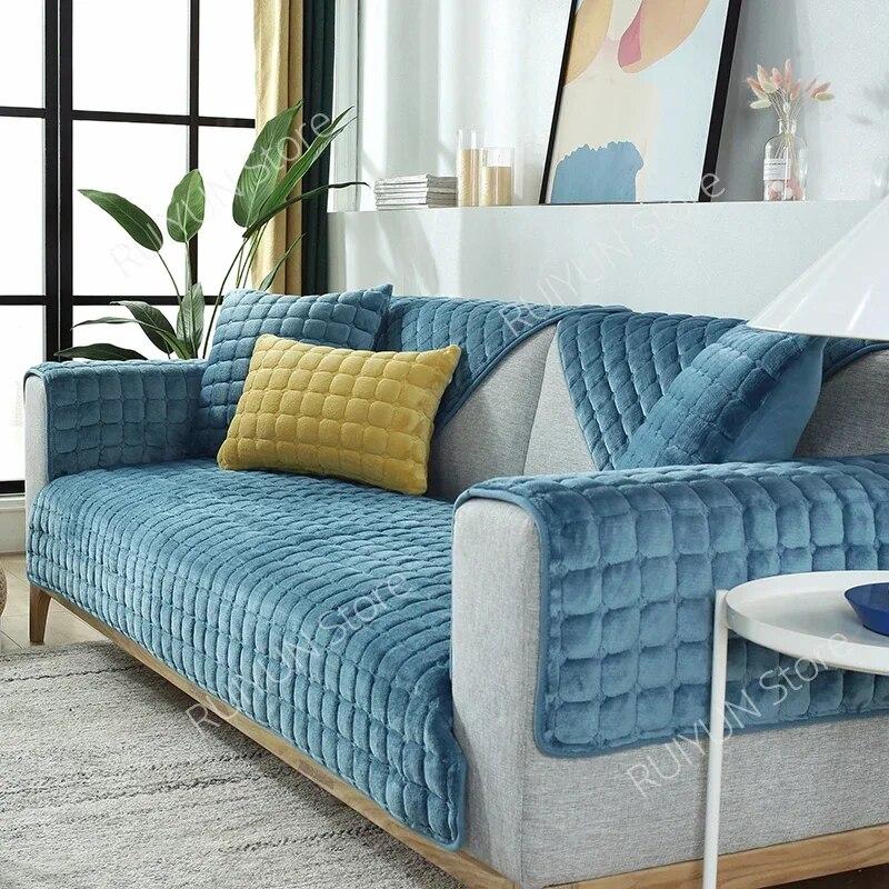 Solid Plaid Sofa Cover for Living Room Anti-dirty Dog Pet Sofa Mat Towel Thicken Couch Cover Furniture Protector Sofa Slipcover