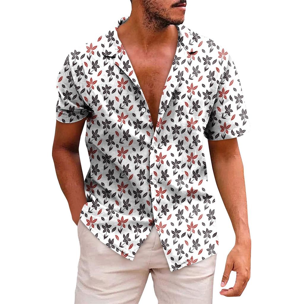Мужские гавайские рубашки с короткими рукавами и пуговицами с принтом. Мужские повседневные модные рубашки с короткими рукавами.